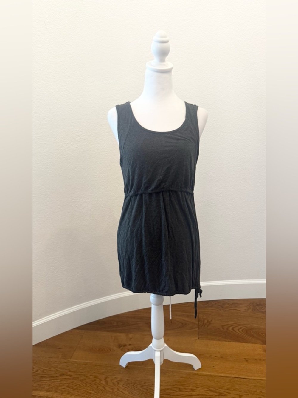 Latched Mama Charcoal Gray Maternity / Nursing Scoop Neck Tank Dress - Size M